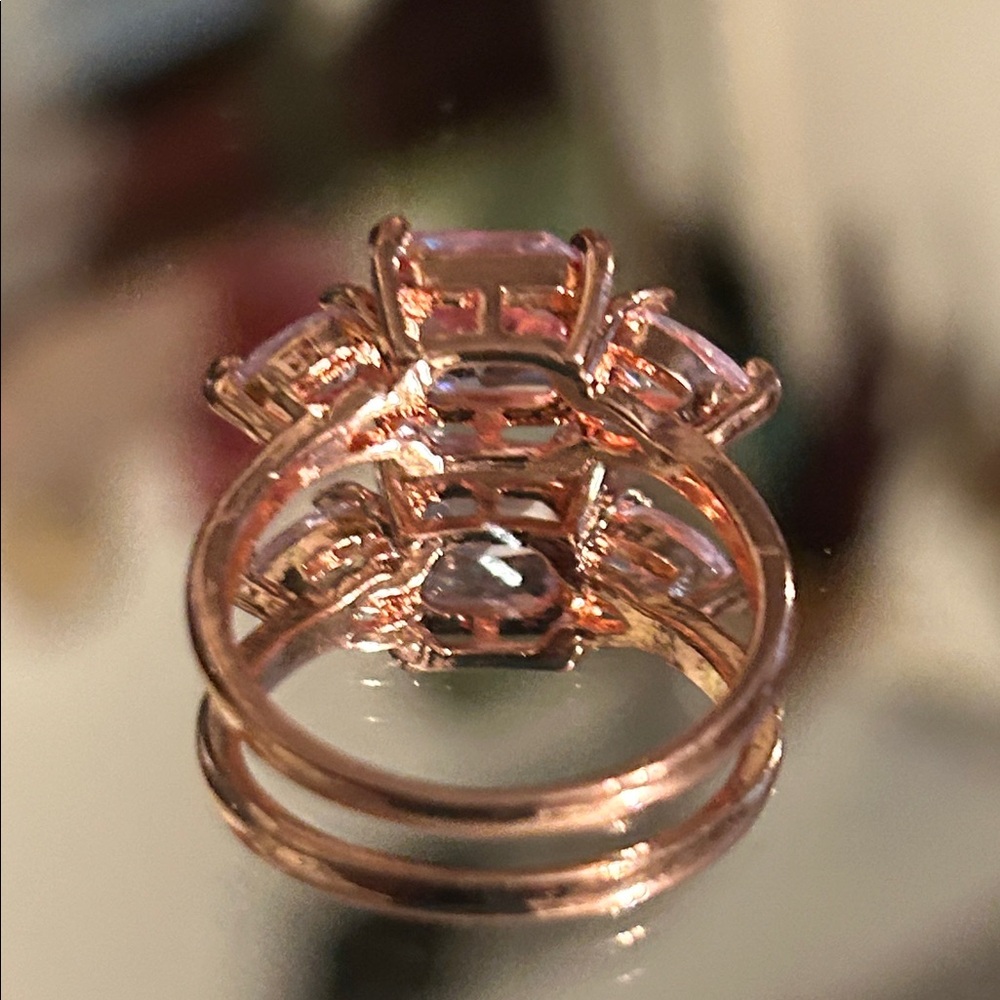 Rose Gold Plate Rhinestone Ring - Picture 7 of 12